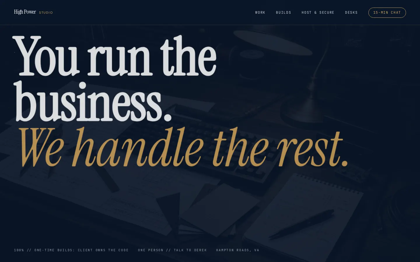 Before: the previous highpower.tech homepage