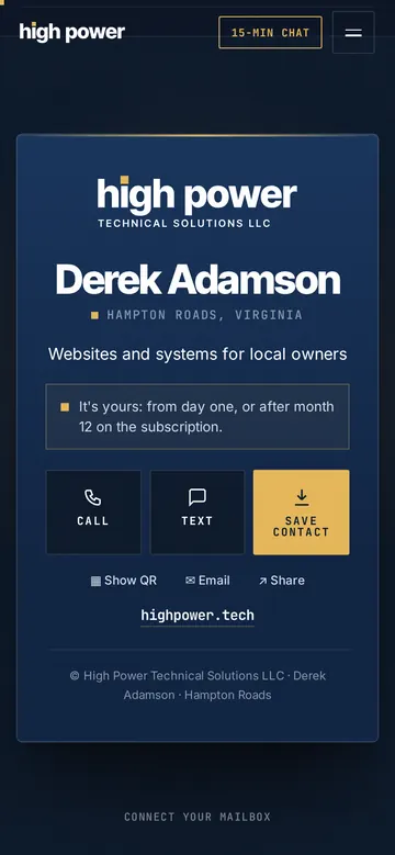 The /connect digital card on a phone